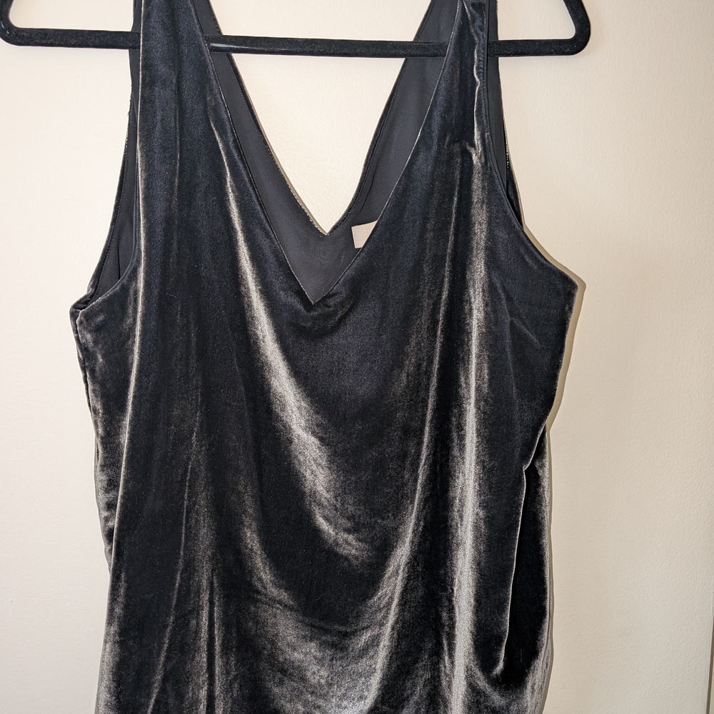 LOFT Black Velvet V-Neck Top